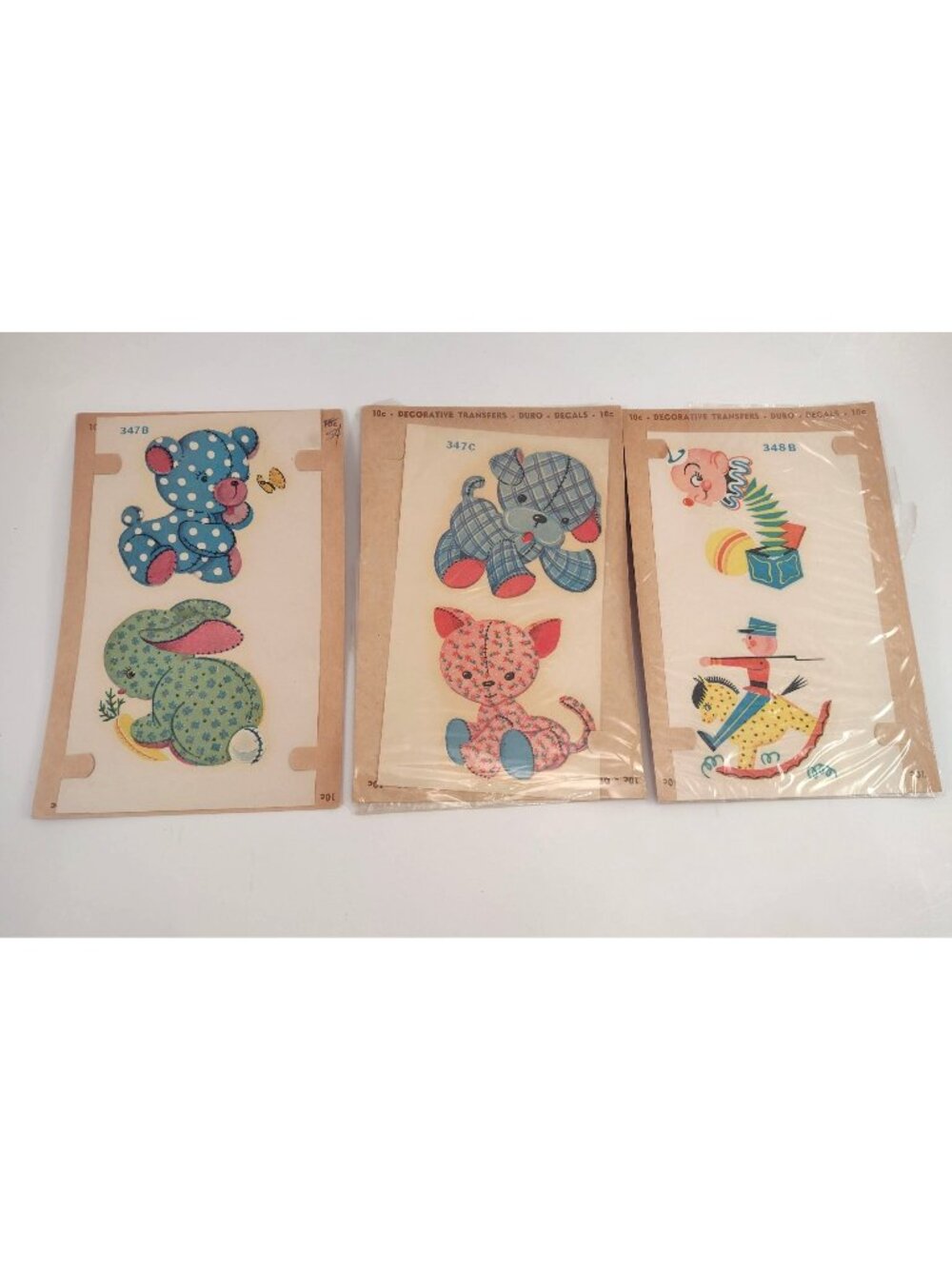 Vintage Duro Decal Transfers Set Of 3 Cute Animal Designs Nursery Children Retro